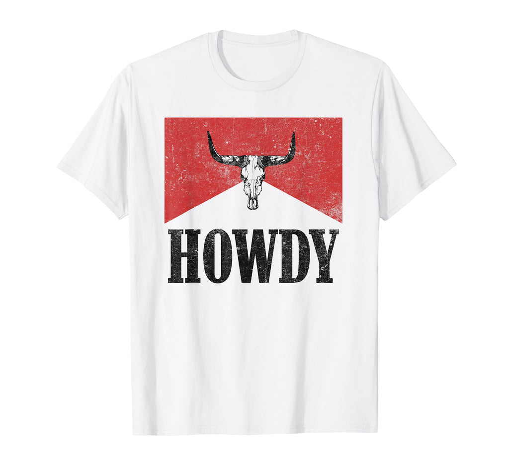 Bull Skull Hey There Howdy Western T-Shirt - Graphic Print for Adults - T-Shirt, Sweatshirt, Hoodie